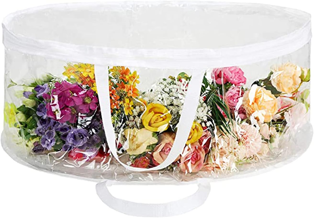 2PCS Christmas Wreath Storage Bag, 24 Inch Clear Xmas Wreath Container Garland Holiday Container with Dual Zippered and Reinforced Handle for Protect Your Garland Decorations