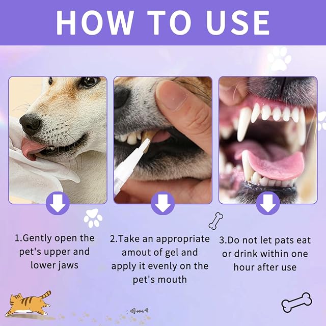 Foto 3 de 7 de 6 PiezasPet Oral Repair Gel,Gel Restaurador Oral para Mascotas,Lápiz de Limpieza para Mascotas Cepillo…