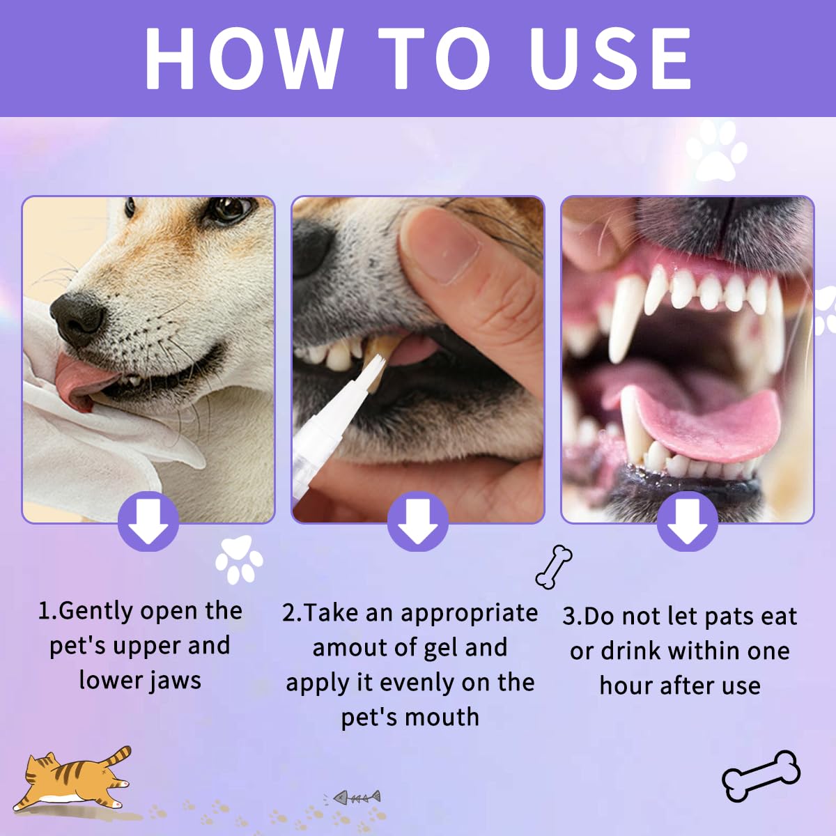 6 PiezasPet Oral Repair Gel,Gel Restaurador Oral para Mascotas,Lápiz de Limpieza para Mascotas Cepillo,para Perros Y Gatos,para eliminar el mal aliento y combatir el sarro (Paquete de 3)