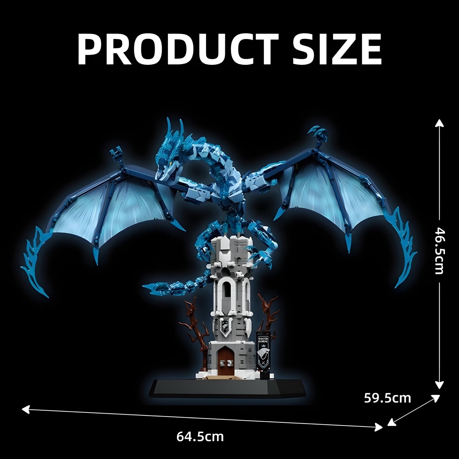 Juego de bloques de construcción de dragón para adultos, STEM Viserion, dragón de hielo, bloques de construcción, modelo para los fans de Got Fans Decoración de oficina en casa, 1786 piezas