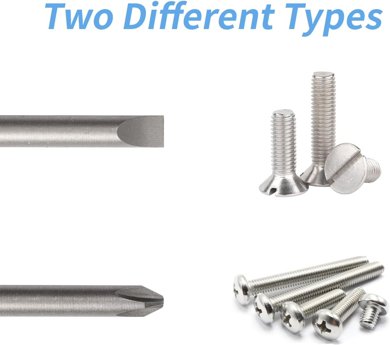 Long Screwdriver Bit Set, 10 PCS Magnetic Slotted Phillips Drill Bit Set, 1/4 Inch Hex Shank 4 Inch/100 mm, S2 Steel for Power Screwdriver Drill Impact Driver