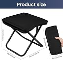 Ukizo Folding Stool Portable Mini Camping Stool with Carry Bag - Lightweight Foldable Outdoor Seat with Metal Frame and Fabric Top for Travel Fishing Hiking Garden Picnic (Black) gallery image