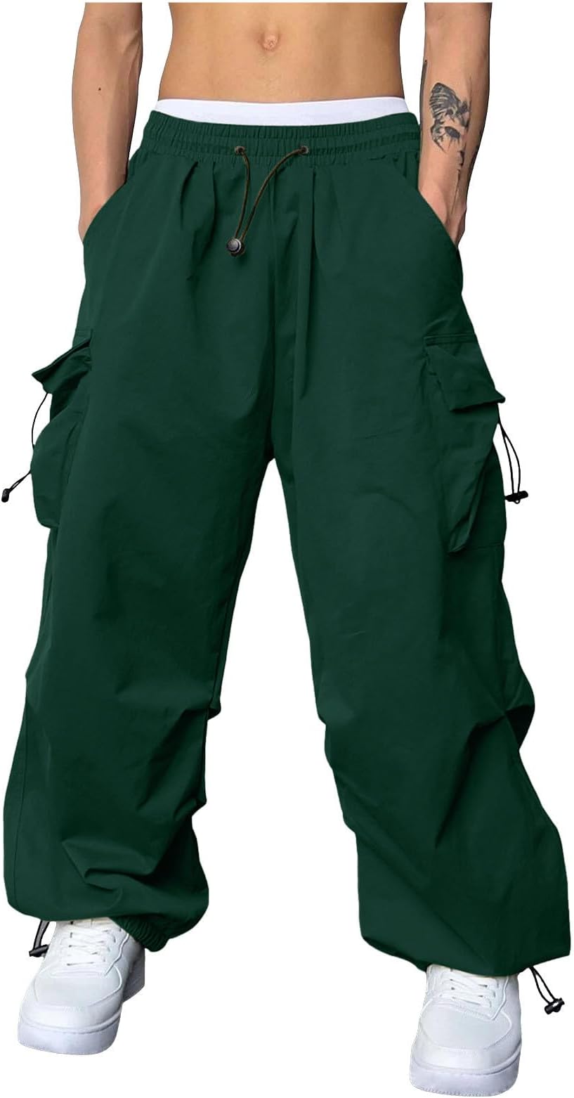 Mens Cargo Pants Stretch Track Pants Streetwear Pants Drawstring Cargo Work Pants for Men Fashion Hiking Trousers