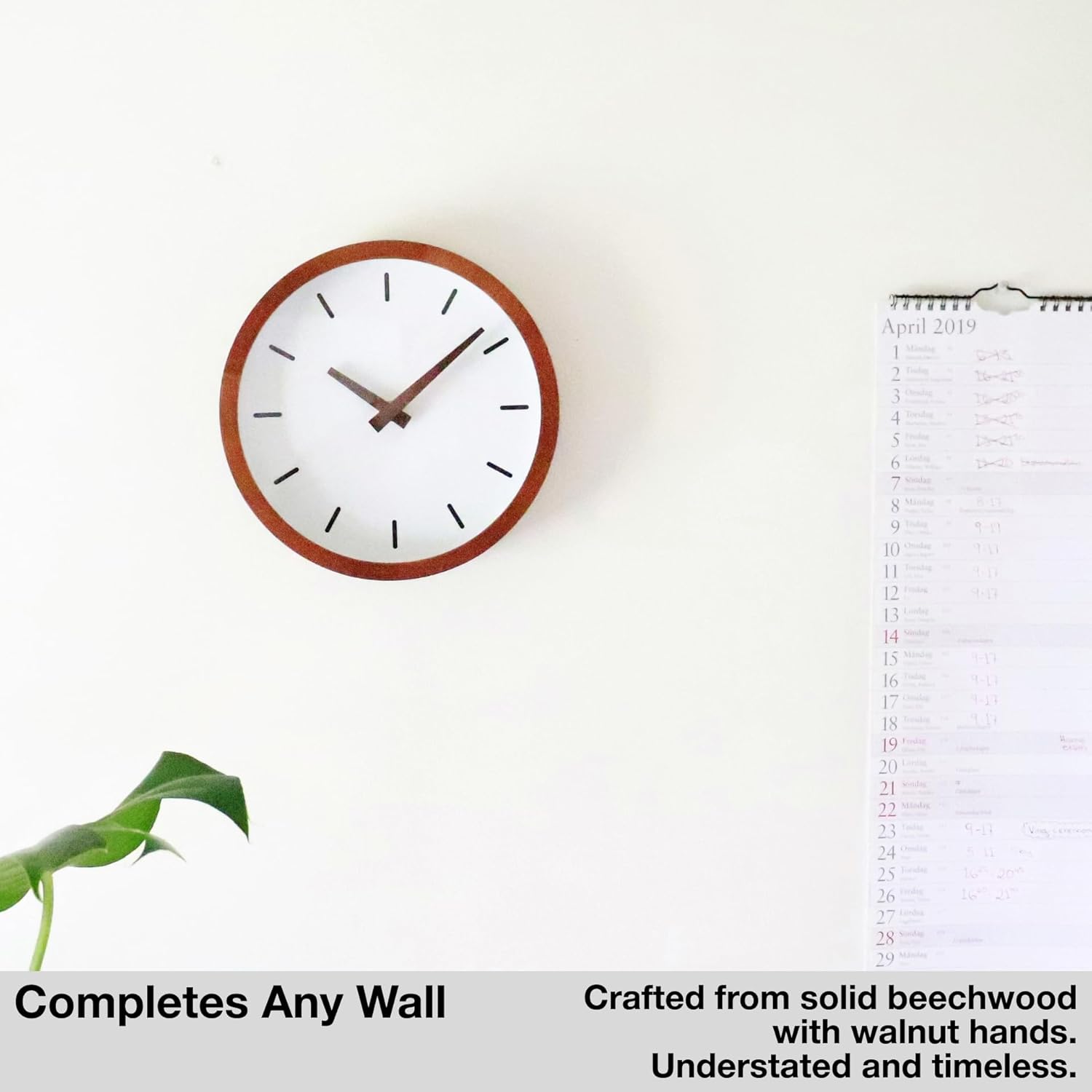 Driini Modern Mid Century Wood Analog Wall Clock (9") - Battery Operated with Silent Sweep Movement - Small Decorative Wooden Clocks for Bedrooms, Bathroom, Kitchen, Living Room, or Office…