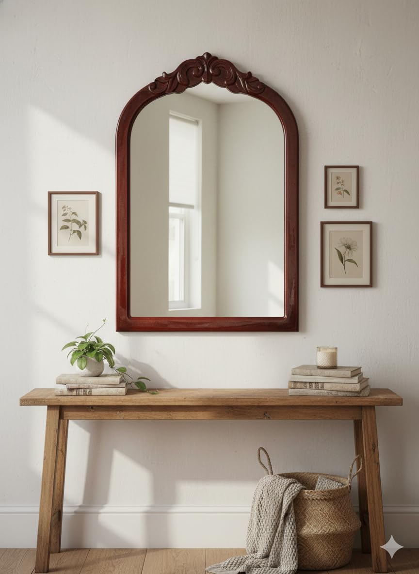 Solid Wood Wall Mirror Frame Size (24x36) Inch Only Frame Without Mirror Glass Colour (Antique Brown) Royal Wood Design Framr-image-28