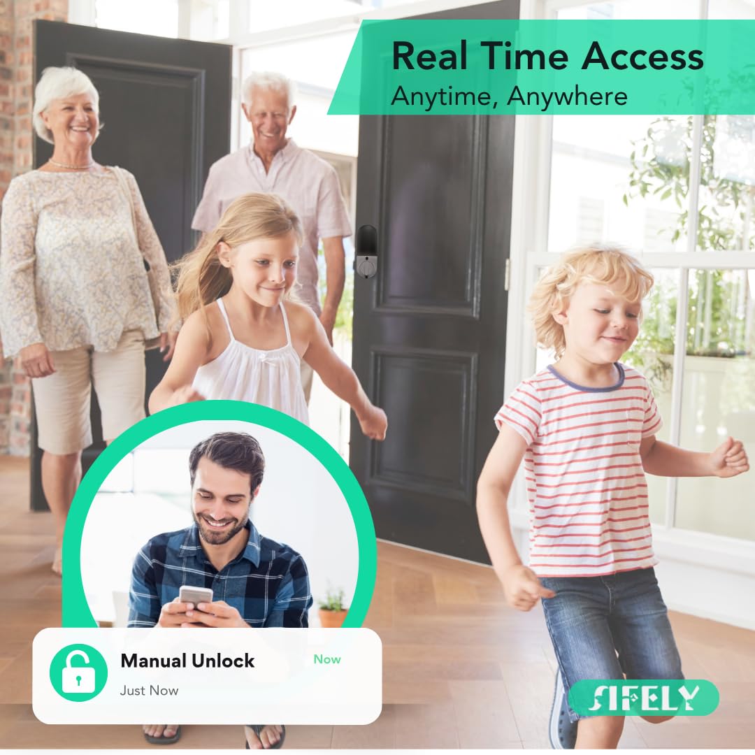 Serratura intelligente WiFi integrata con tastierino: serratura Sifely Keyless Entry, tastiera digitale, catenaccio elettronico con accesso a impronte digitali e codice, blocco automatico, facile da