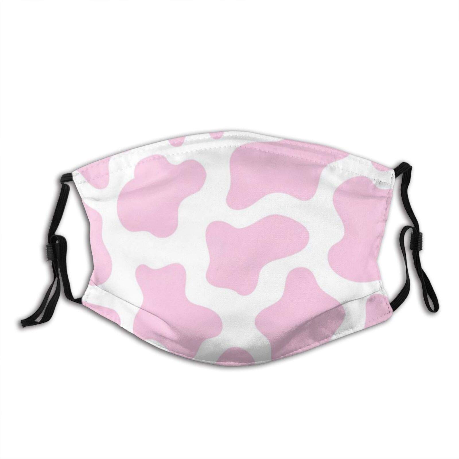 Pink Cow Print-Face Mask, Breathable-Adjustable-Dust Filter Mask Balaclavas,Adult Unisex Black