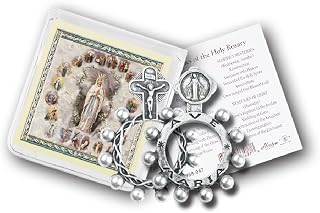Tirrito Rosary Ring Mary Miraculous Medal with Gold Stamped Prayer Card