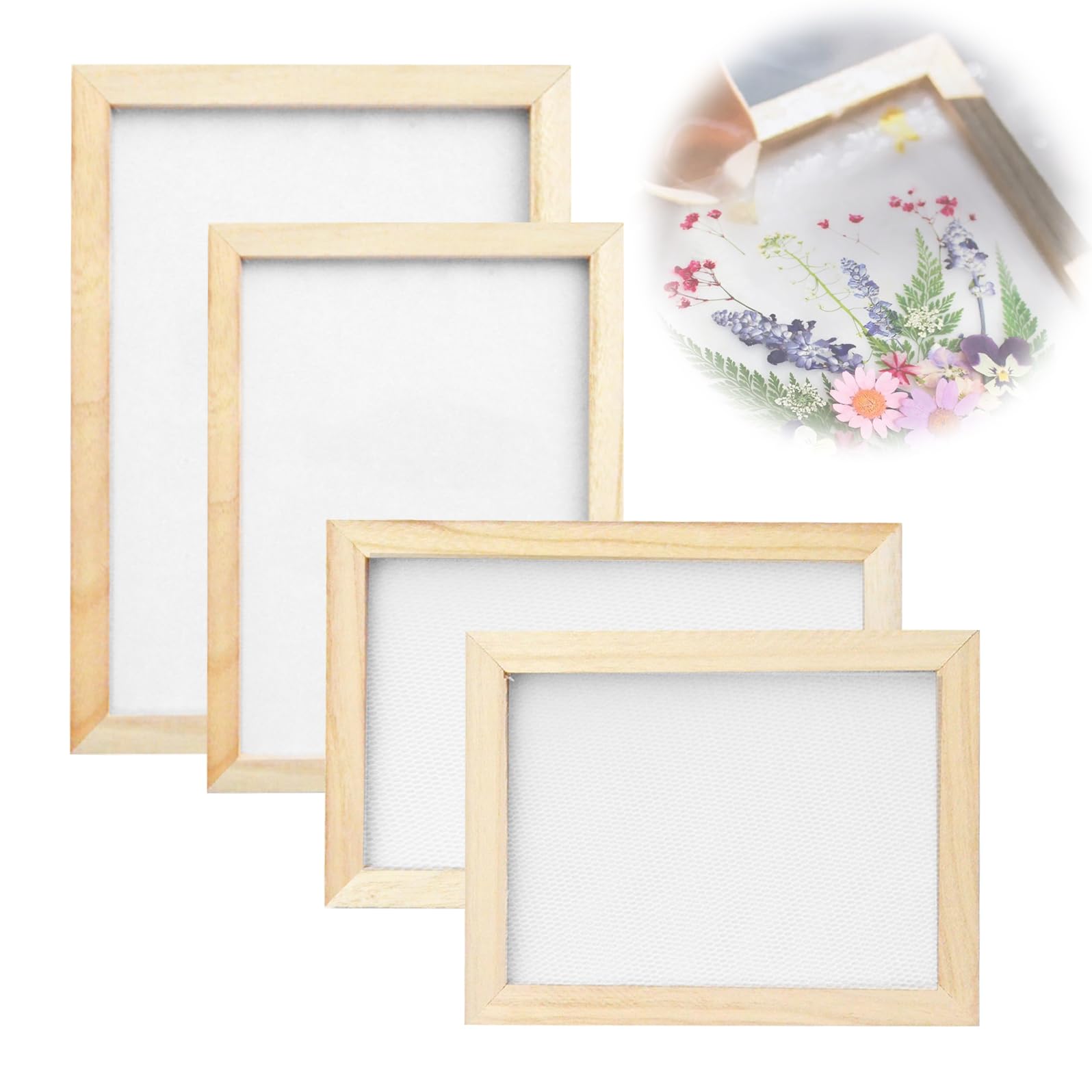 Marco Rectangular para Hacer Papel: PRITOK Pantalla para Fabricación de Papel, Papel Marco de Pantalla Tradicional, para Manualidades con Papel 4 Tamaños 15 * 18cm, 20 * 30cm, 19 * 25cm, 25 * 34cm