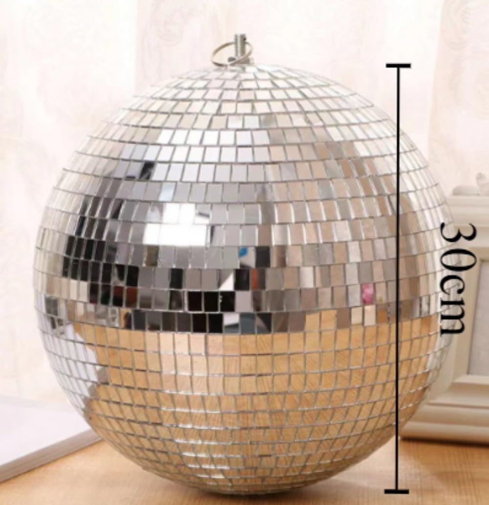 ミラーディスコボール、パーティーまたはライトエフェクト用シルバーハンギングパーティーディスコボール、ホームデコレーション、ステージ小