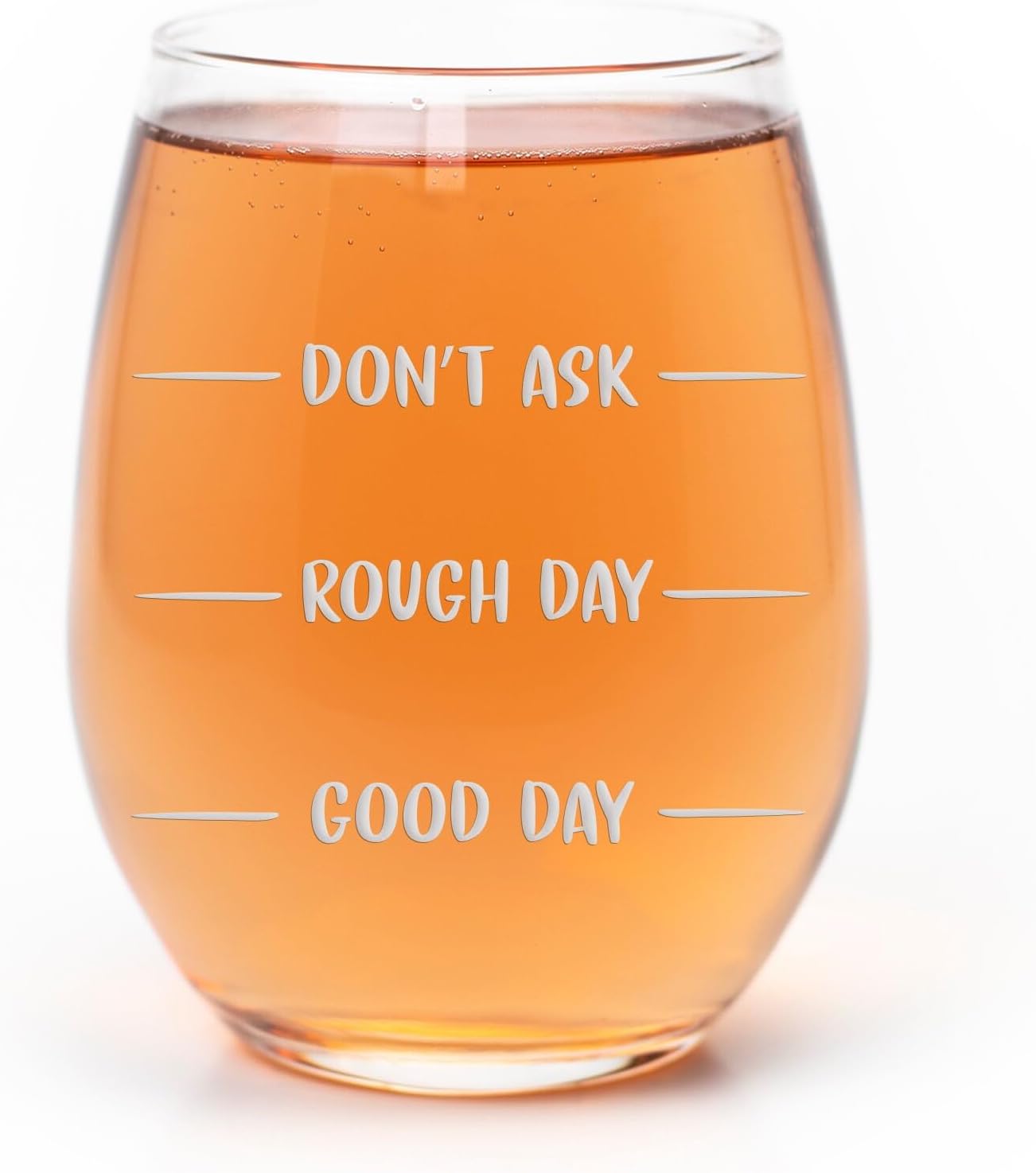 Stemless Wine Glass Don't Ask Bad Day Gift, Cute Etched Wine Glasses for Friends - 3 Glasses