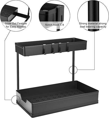 Miniatura 5 de coastal rose Organizadores y almacenamiento para debajo del fregadero, organizador multiusos para debajo del fregadero con cajón de almacenamiento