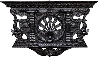Himalayan Craft Solid Wooden Window Frame 21 IN Peacock Ankhi Jhyal Nepalese Antique Architectural Excellence Wall Sculpture Vintage For Wall Hanging Handcrafted In UNESCO World Heritage, Nepal