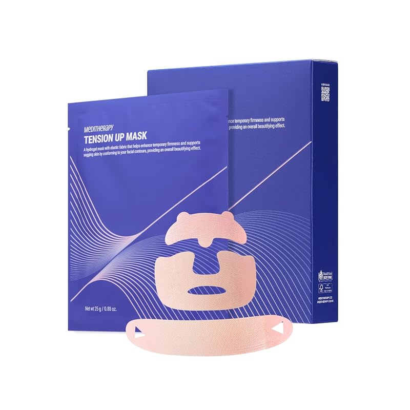 MEDITHERAPY Tension Up Mask Máscara facial de hidrogel com peptídeos e Matrixyl, pacote com 5 unidades