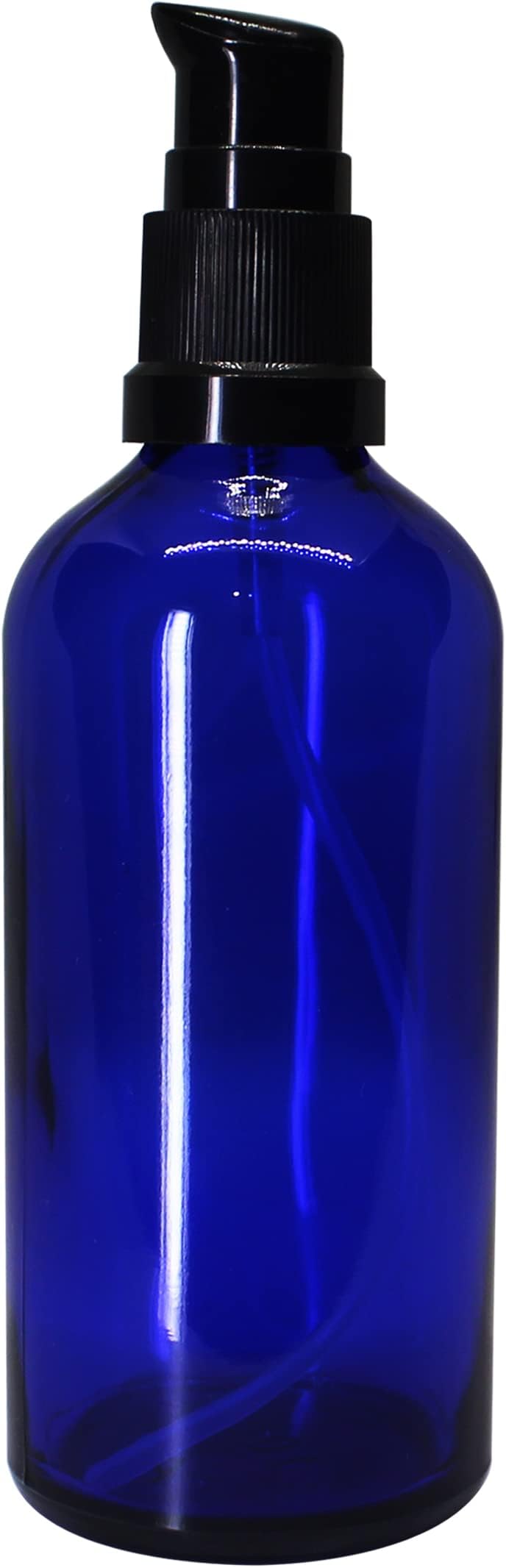 nsb herbals 100 ML Blue Color Round Empty Glass Bottle With Lotion Pump & Black Cap For Essential Oils, DIY Skin Care, Cosmetics, Multipurpose Bottle For Home And Travel Purpose (Pack of 1)