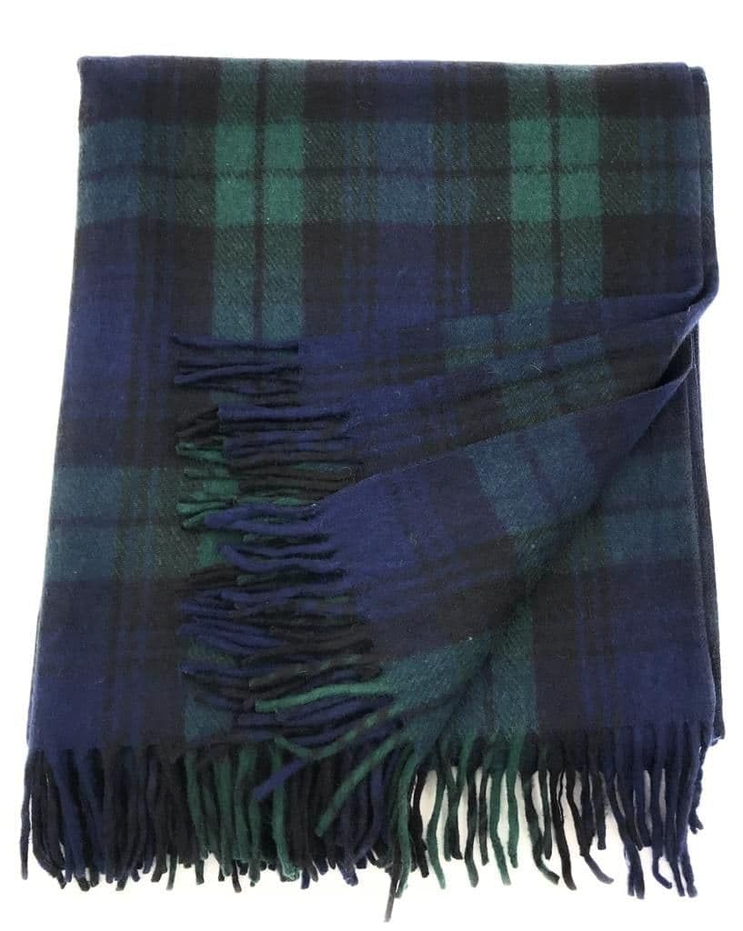 Couverture en Laine Douce à Carreaux Tartan - 185 x 77 cm - Motif Tartan écossais avec Franges - Couverture Chaude pour canapé, Voyage et Voiture pour la fête des mères ou Noël