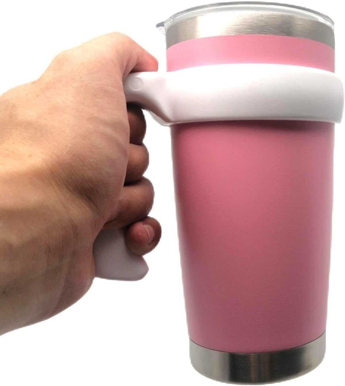 20 oz Tumbler Handle, Anti Slip Travel Mug Grip Cup Holder for Vacuum Insulated Tumblers, Suitable for Trail, Sic, Yeti Rambler, Ozark and More 20 Ounce Tumbler Mugs Attachment (White) image 3