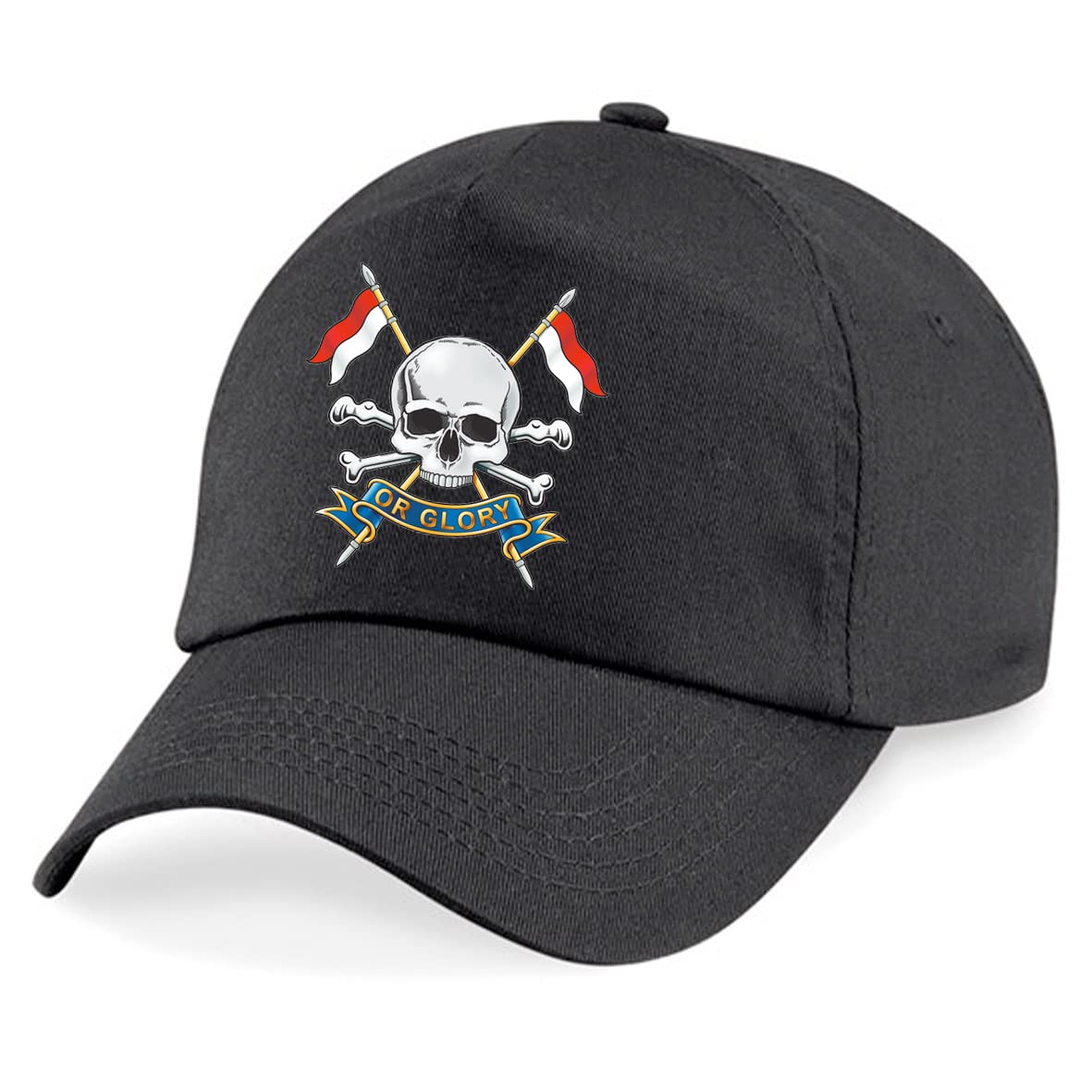 PSave Royal Lancers Insignia Embroidered Baseball Cap British Army Military Embroidery (Black)