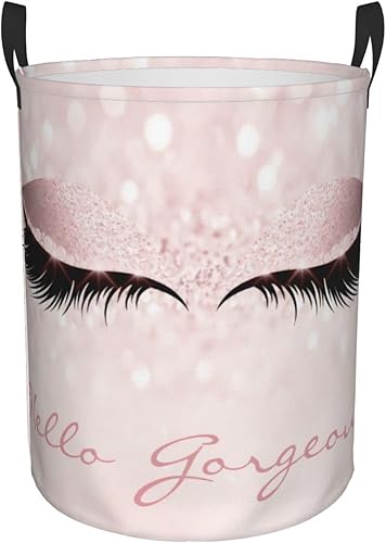 Cesta plegable con purpurina brillante Hello Gorgeous Eyes para la ropa sucia en el dormitorio, impermeable, para el baño, bolsa de lavandería