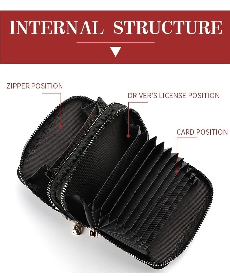 Double-Zipper Card Organizer - Textured Storage Wallet With Accents(#1)4