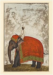 Wee Blue Coo PAINTING KHAN MUGHAL EMPEROR'S CEREMONIAL ELEPHANT PRINT F12X11020