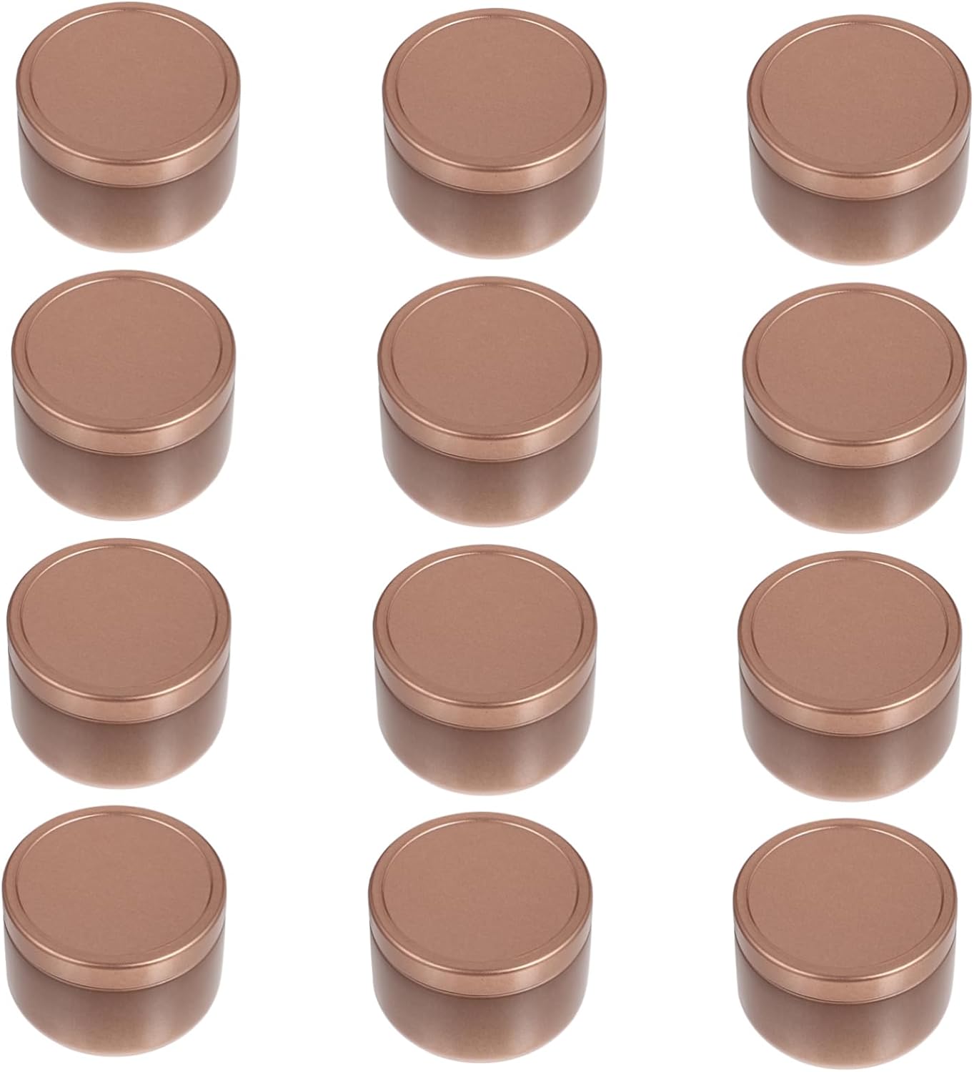 VANZACK 12pcs Tinplate Candle Jars for Homemade Candles Storage Containers Lids for Making and Crafting Rose Gold Finish