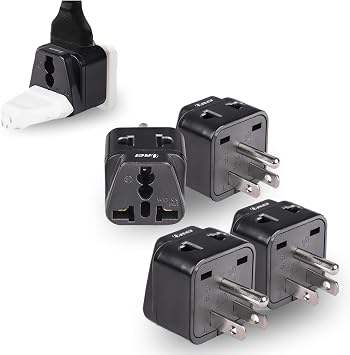 OREI Type B Plug Adapter 4 Pack Europe, UK & China to USA, Grounded