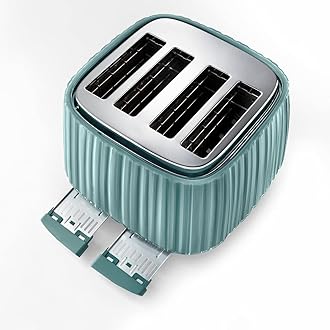 De'Longhi Ballerina Toaster, 4 Slot Toaster, Reheat, 5 Browning Settings, Defrost and Cancel Functions, Pull Crumb Tray, CTD4003.GR, 1800W, UK PLUG, Green