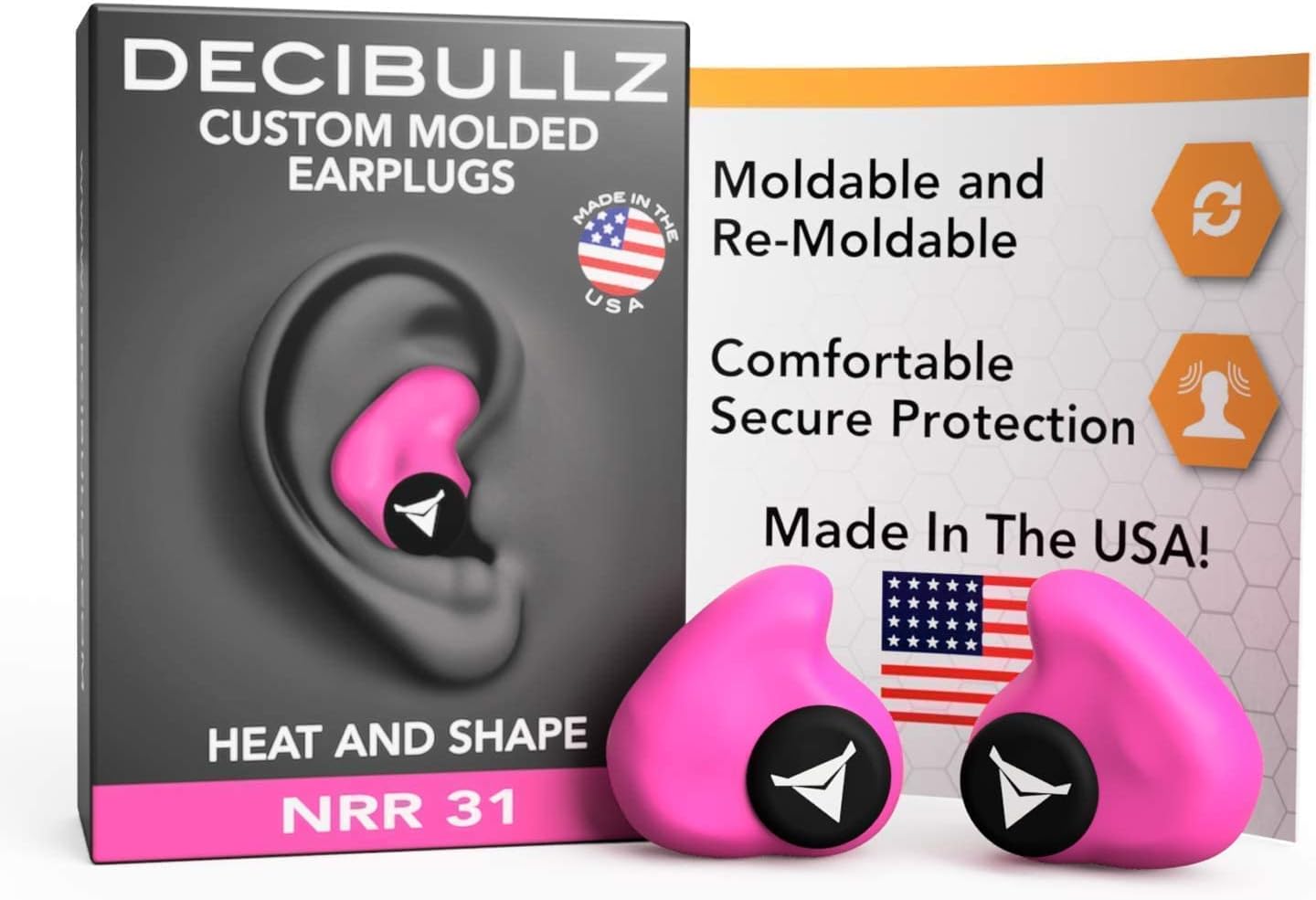 Decibullz Custom Molded Earplugs Pro Pack (Pink) : Sports & Outdoors