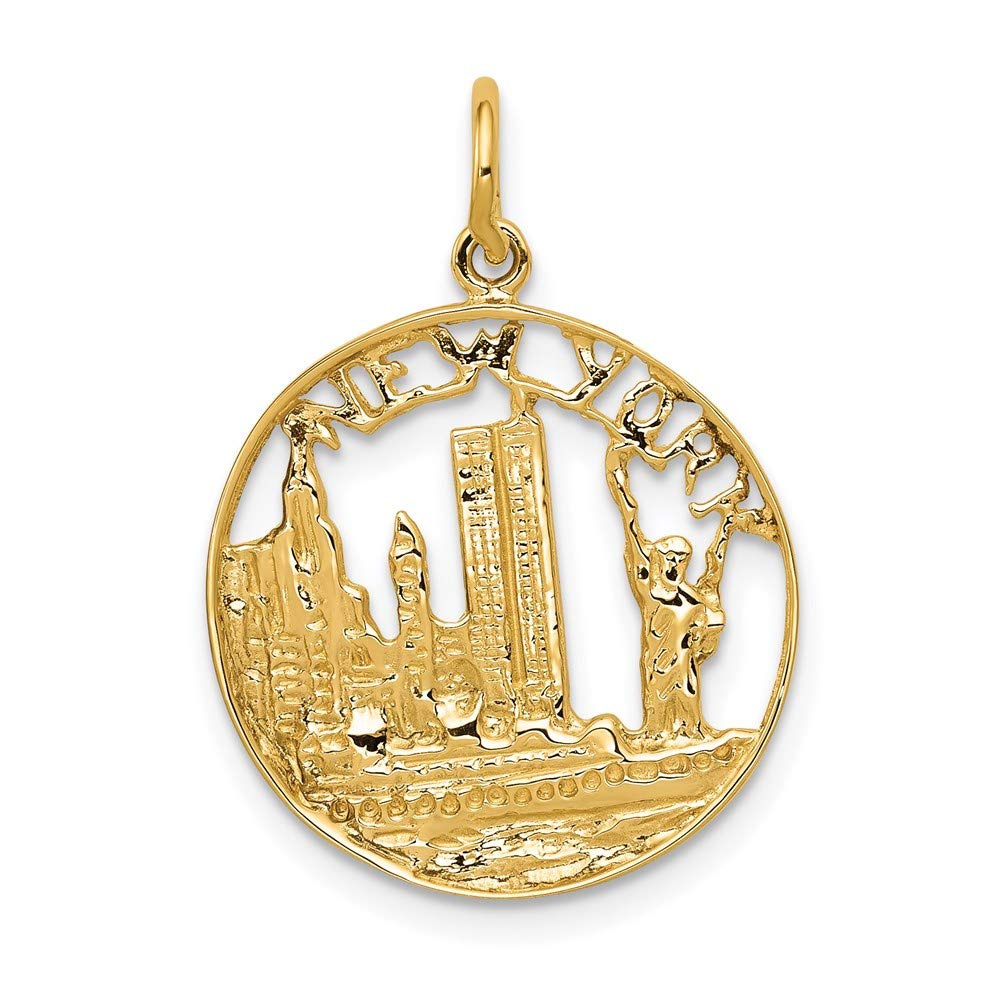 14k Yellow Gold New York Pendant Charm Necklace Travel Transportation Fine Jewelry Gifts For Women