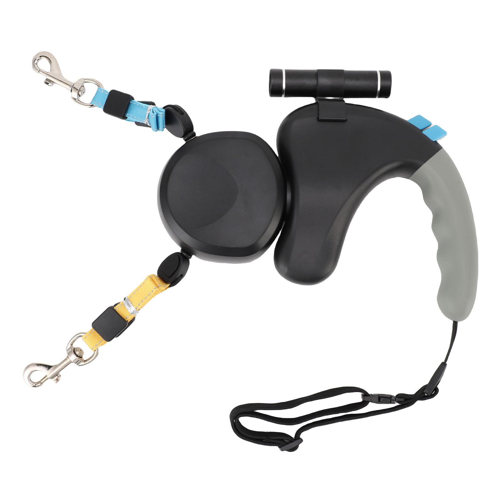 Generic Correa para Perros de Doble Cabeza con Luz LED, Retráctil de 3 Metros, Control para Dos Perros, para Pasear Dos Simultáneamente (Black)