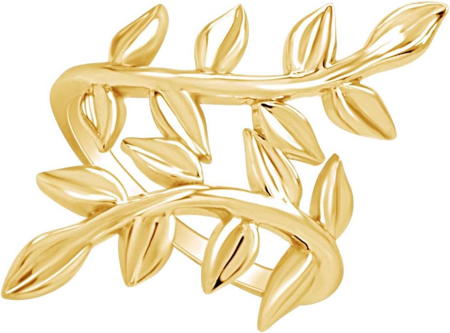 14K Gold Plated 925 Sterling Silver Olive Leaf Fashion Ring For Women Valentine's Day Gift For Her