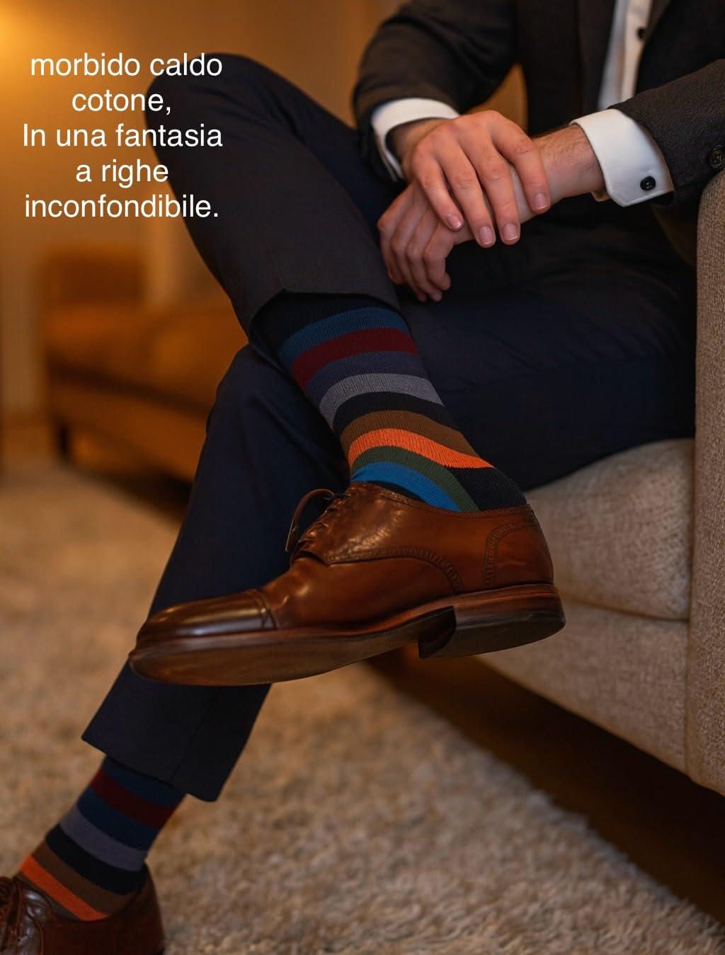 Lucchetti Socks Milano Lot de 6 Paires de Chaussettes Longues Chaudes en Coton pour Homme à Pois Colorés Tendance à Motifs Mode Made in Italy