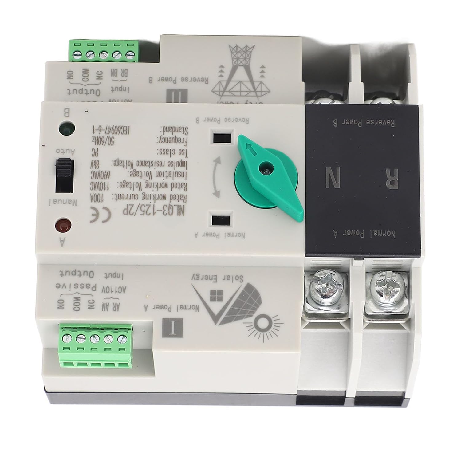Hilitand NLQ3-125/2P Automatic Transfer Switch top view этикеткалар менен