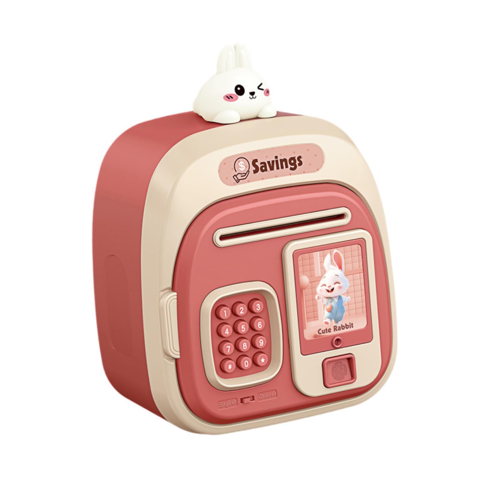 QUXVUIS Password Lock Double Mode Password Decor Cartoon Electronic Piggy Bank Kids Piggy Bank With for Creative Deposit And Withdrawal Money Money Box Large, Pink, 16.8x12.7x23cm