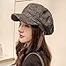 Women's Plaid Newsboy Cap – Winter Warm Wool Blend Painter Hat, Retro Korean Style, Ear Protection, Casual & Outdoor Fashion (Navy Blue)