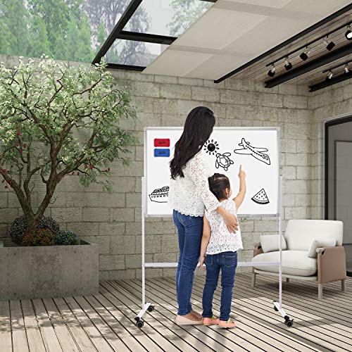 Mobile Whiteboard 36"X24" Magnetic Dry Erase Board With Stand - Adjustable Height Double Side Rolling White Boards On Wheels For Home, Office & School #TOP3