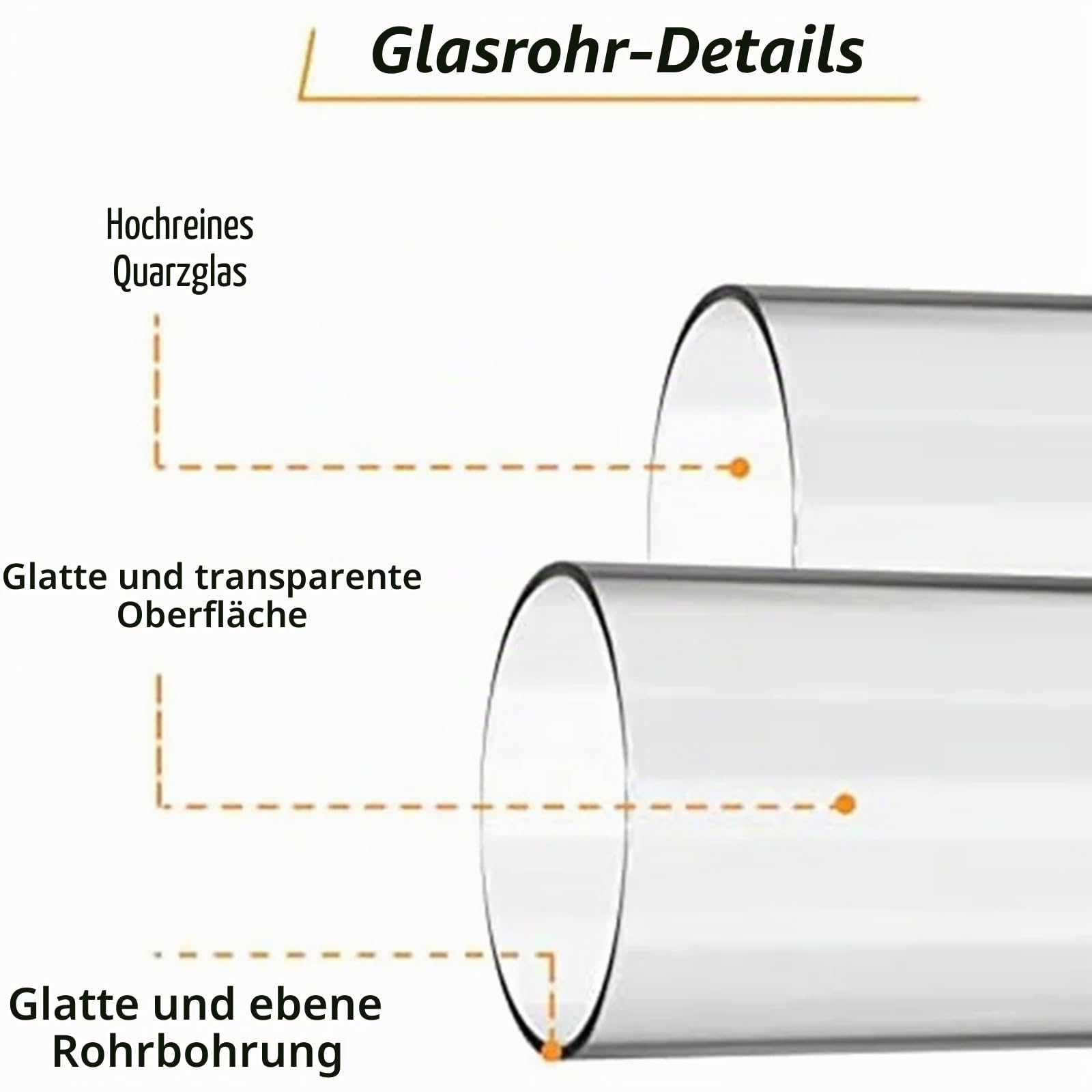 Quartz Glasröhre Glas Tube Für Gas Pyramiden Terrassenstrahler - Passt In Die Meisten Marken - Hitzebeständig Bis Zu 1400 Grad