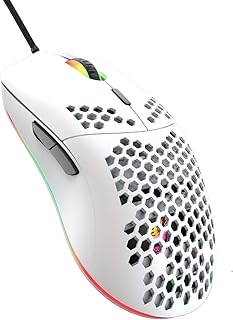 Wired Gaming Mouse, 6 RGB Lighting 6400 DPI Programmable USB Gaming Mice with 6 buttons, Honeycomb Shell Ergonomic Design for PC Gamers and Xbox and PS4 Users -White
