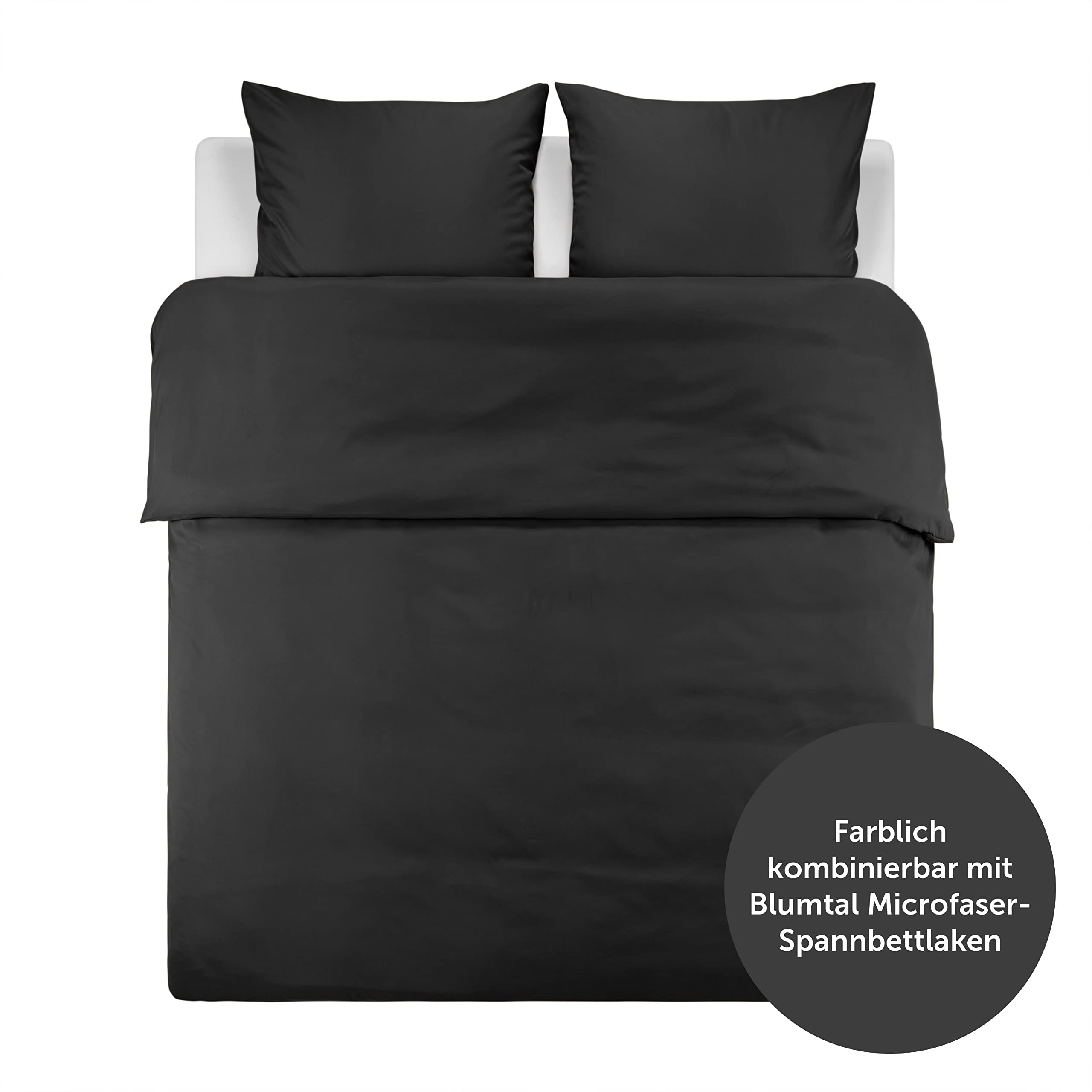 Blumtal Copripiumino Matrimoniale Premium Extra Morbido Inverno & Federe Cuscini 50x75 (2x), Copripiumino in Tessuto di Microfibra Pregiata 120g/m2, Set da 2 pezzi, Nero