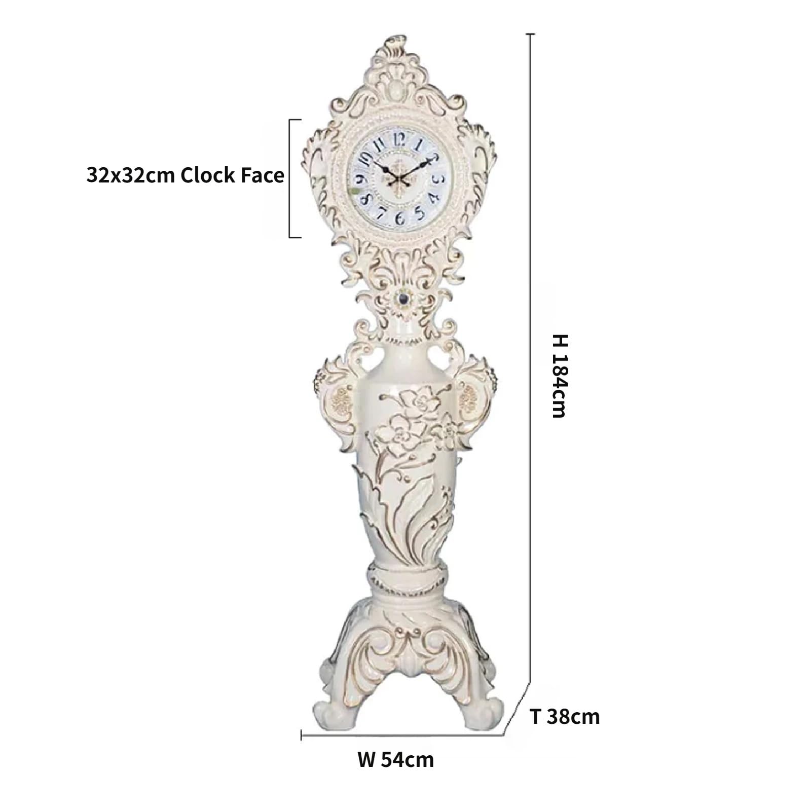 Reloj de pie Reloj de Piso con Movimiento Cuarzo Silencioso Estilo Europeo