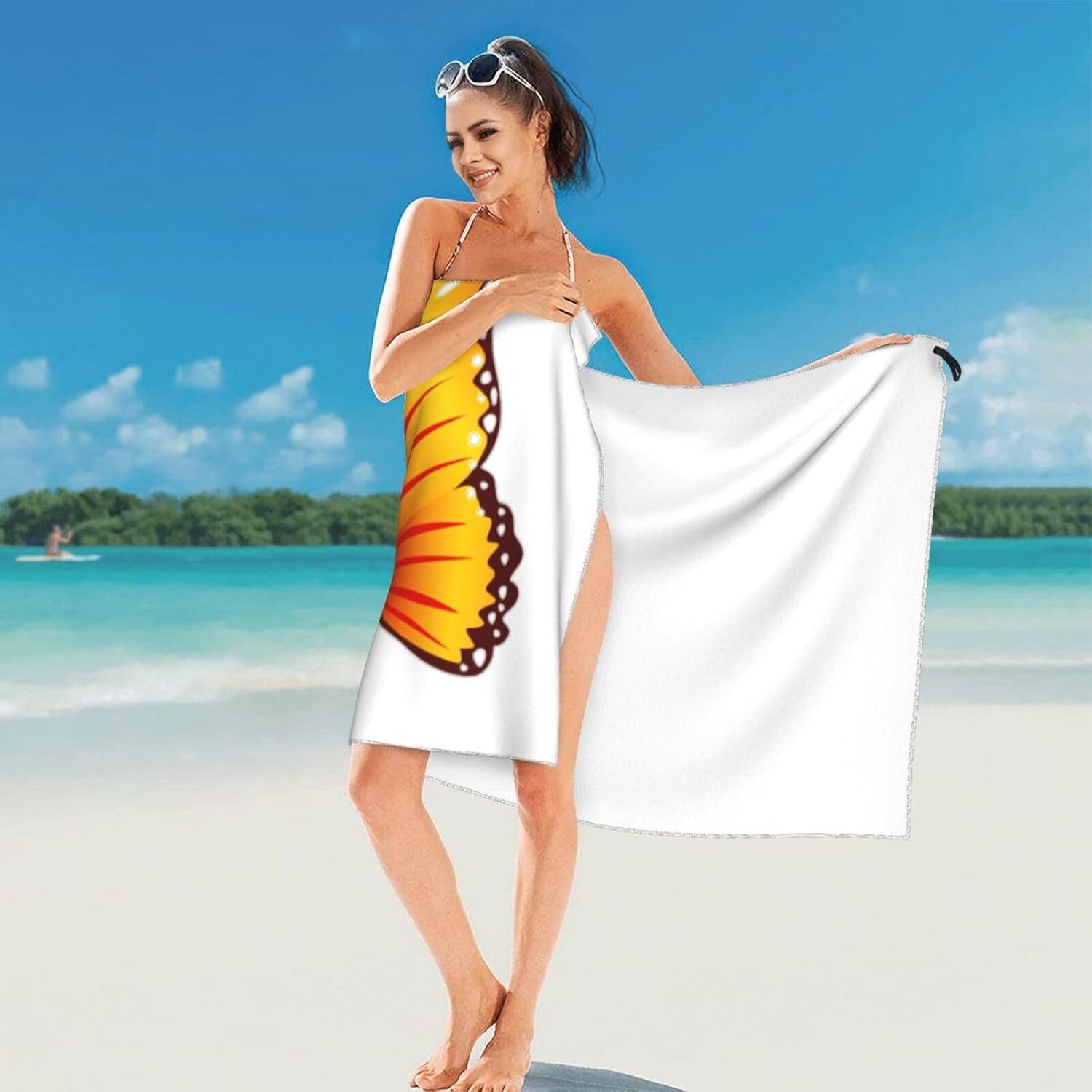 Pretty Butterfly Quick Drying Bath Towel,Microfibre Soft Large Bath Towel,Highly Absorbent Dry Quickly Bath Sheet