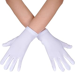 Adult Spandex Gloves, Women Men's Wrist Length Stretchy Short Opera Gloves for Halloween Costume 1920s Cosplay Party