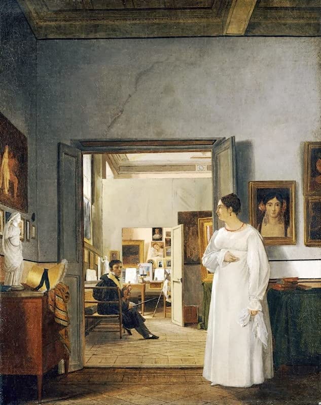 Impression d'affiches toile l'Atelier d'Ingres à Rome Jean Alaux decoracion mural