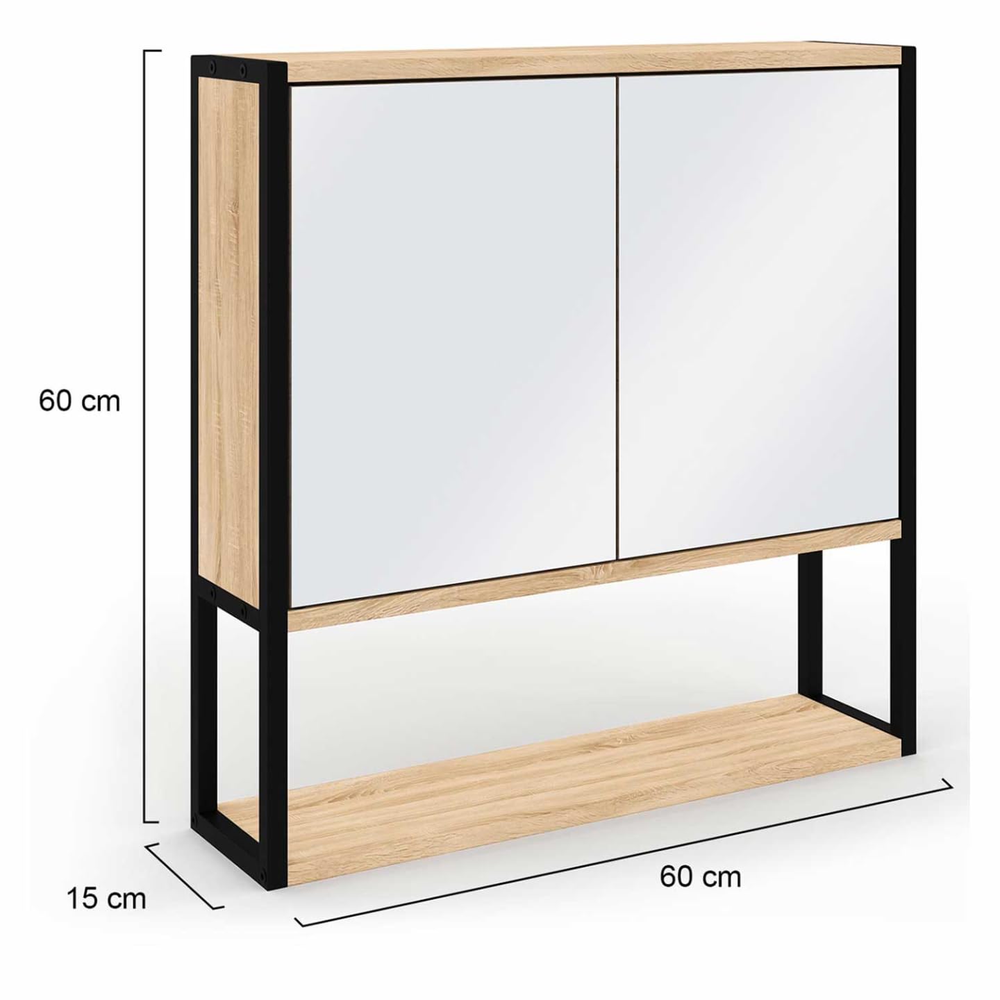 IDMarket - Meuble de Rangement Suspendu avec Miroir pour Salle de Bain Detroit Design Industriel