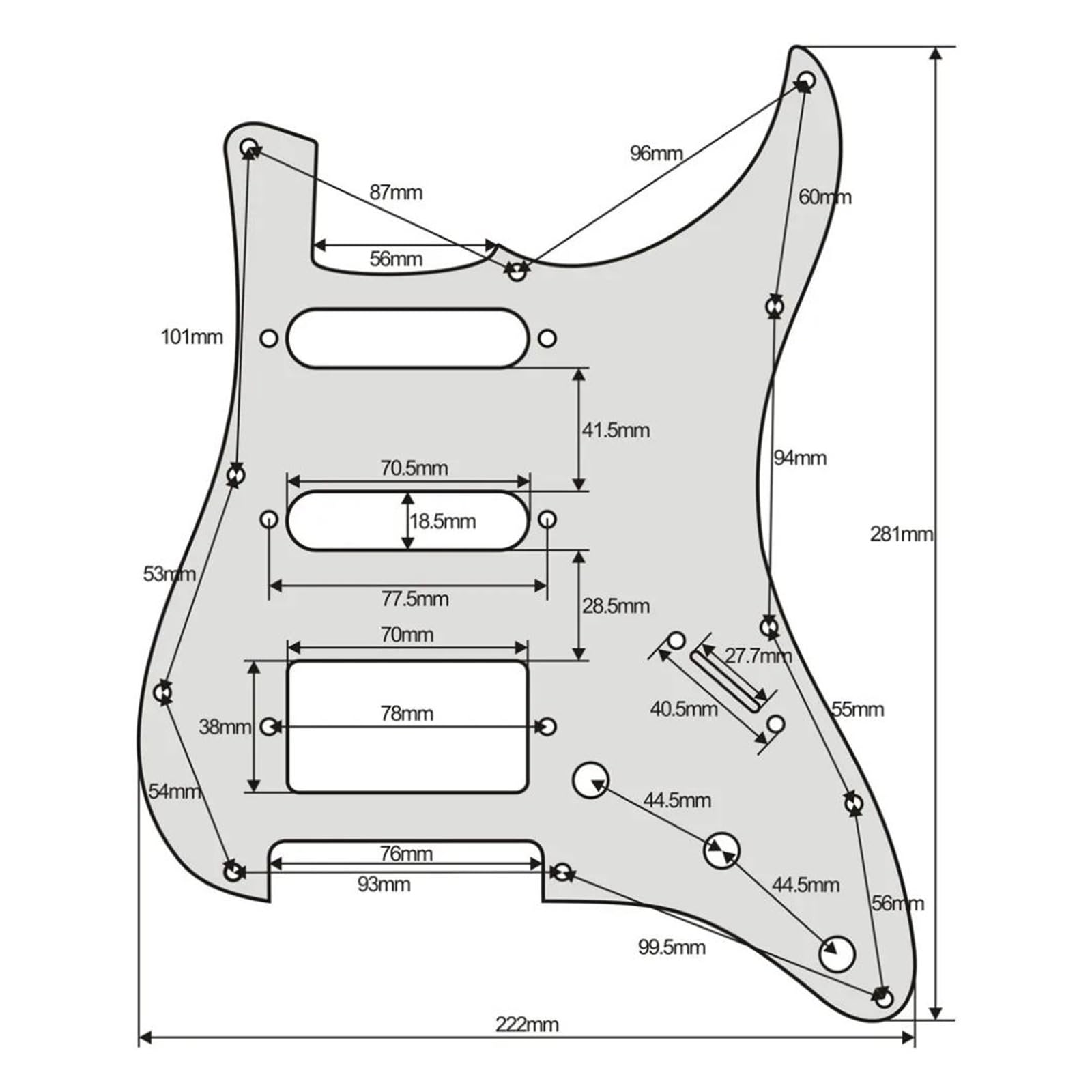 maskownica do gitary elektrycznej Zestaw osłony gitary elektrycznej HSS SSH i tylnej płyty Scratch Plate i śrub części gitarowe 8 opcji kolorów(Black 3ply)