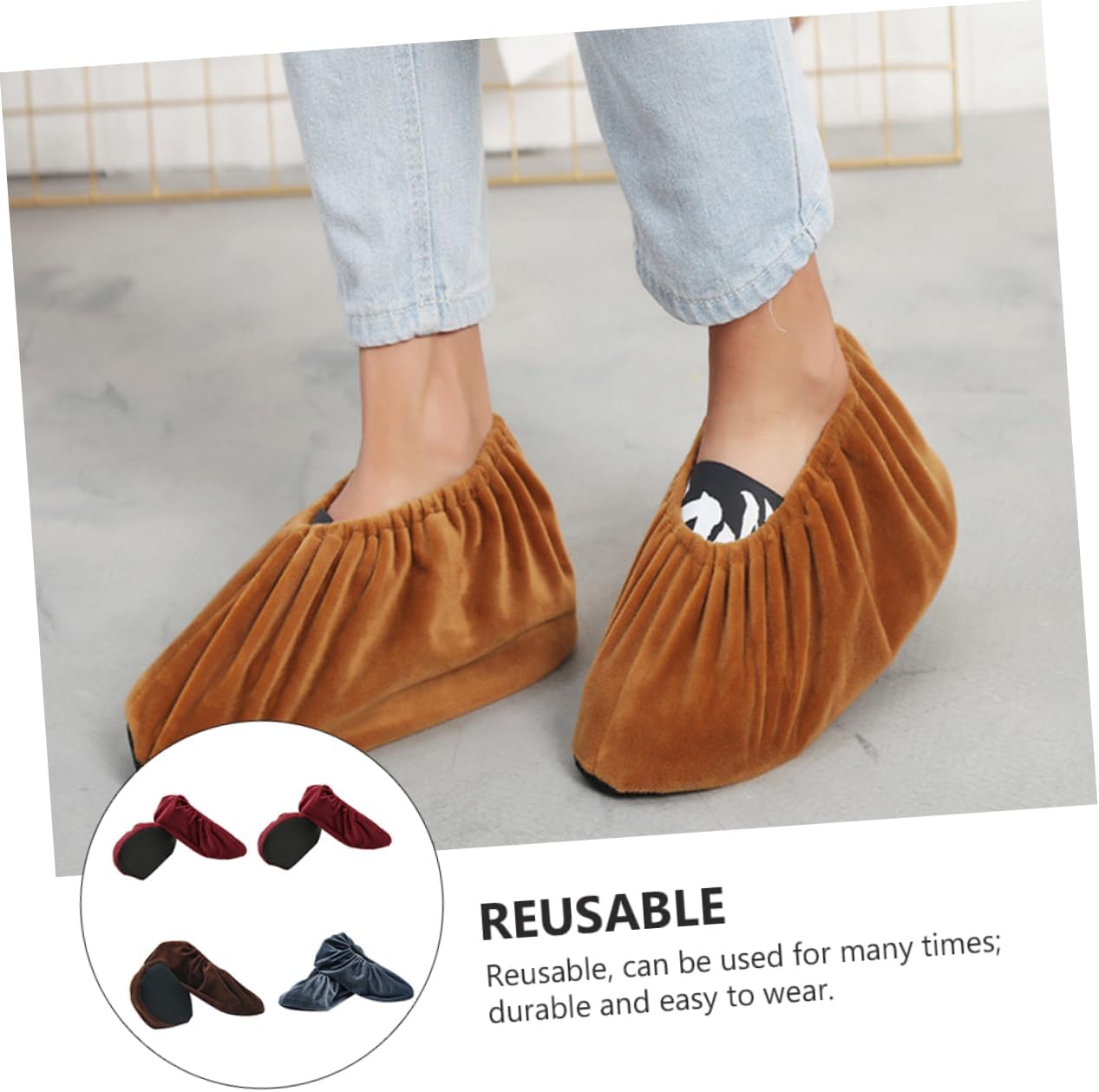VALICLUD 4pairs Boy Girl Thick Non- Shoes Covers Breathable Material Random Colors for Comfortable and Use for Boy Girl