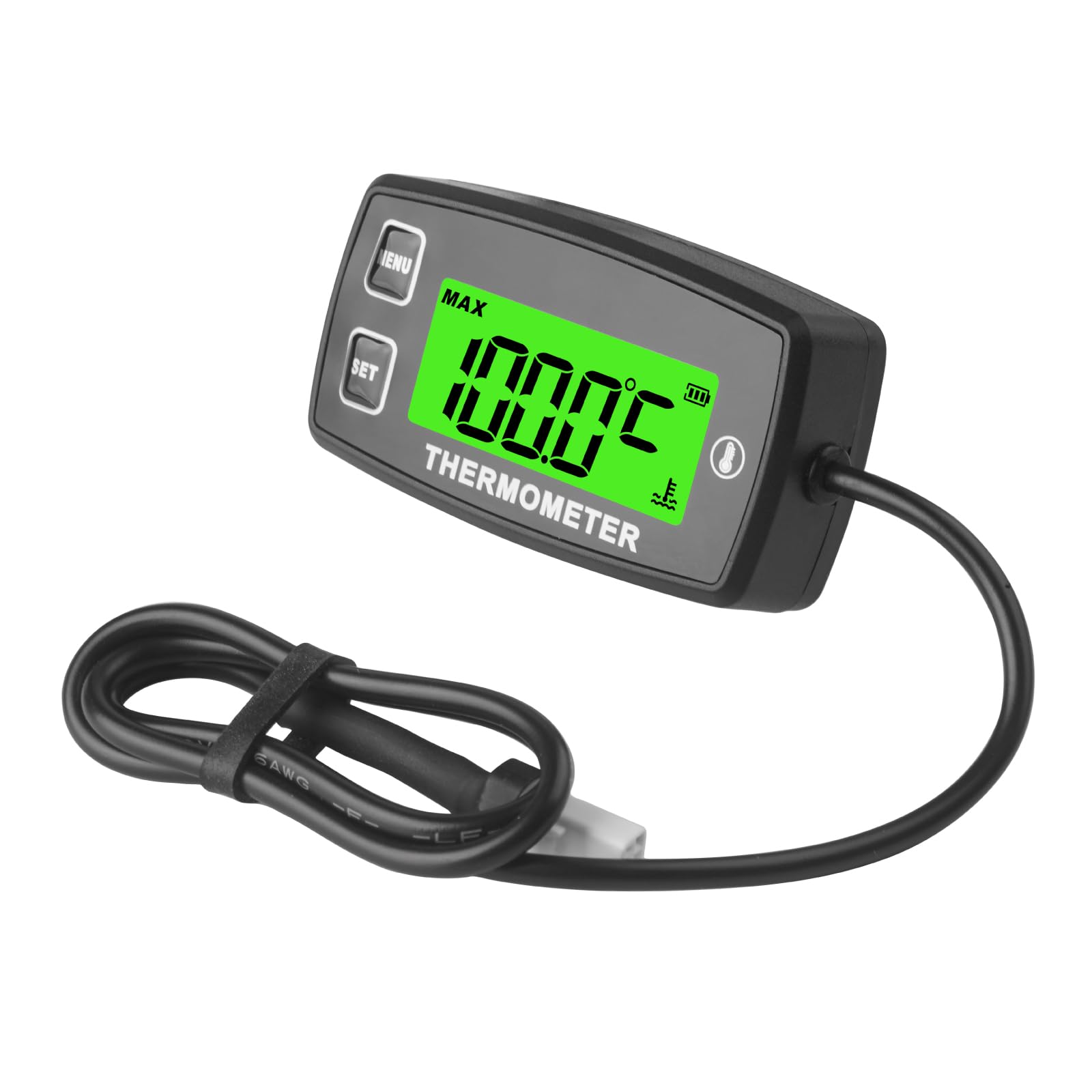 Digitales Motortemperaturthermometer Induktionsthermometer Kleiner Motor Multifunktions-Außenthermometer Wasserdichtes Thermometer, das für Boots-LKW-Motorradmotor geeignet ist