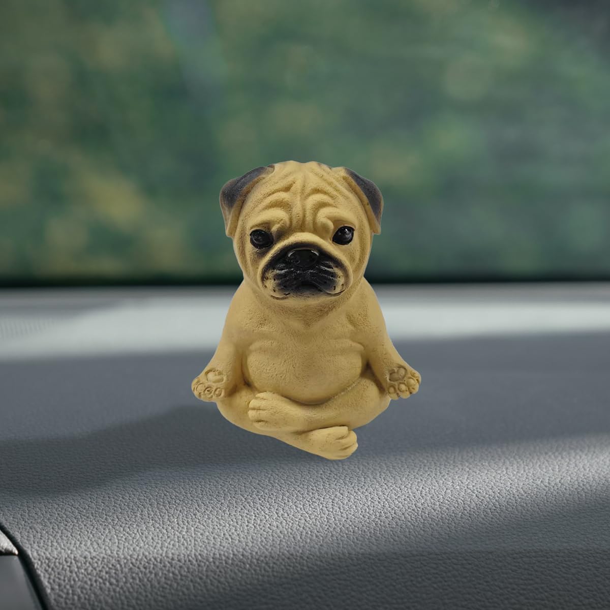 Meditating Bulldog Pug Dog Figurine Car Dash Ornament – Cute Resin Zen Yoga Dog Statue for Car Dashboard&Center Console Decoration – Auto Interior Ornament for Home Office Desktop (C Style)