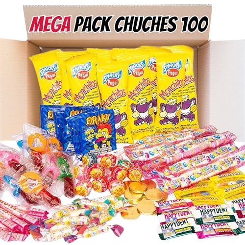 Mega Pack Chuches 100 Uds - 100% Calidad y Marcas TOP en Chuches y Golosinas para Cumpleaños, Día de la Madre, Piñatas o Fiestas Infantiles - Surtido de Chuches, Gominolas, Golosinas